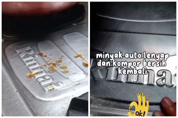 Jangan dilap pakai tisu, ini cara membersihkan tumpahan minyak di kompor agar lebih kasar tanpa ditaburi tepung.