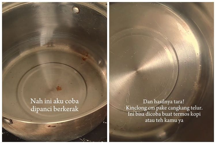 Cara ini kebalikan dari cara biasa membersihkan kerak gosong pada panci stainless steel tanpa perlu khawatir tergores.